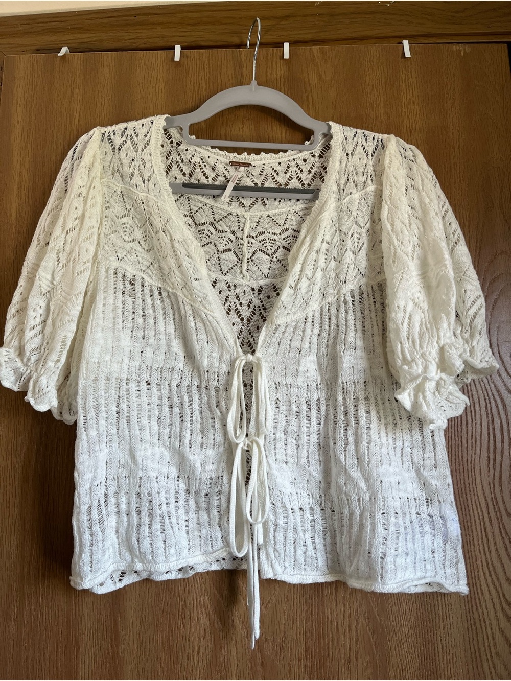 Free People Boho Lace Knit Tie-Front Women’s Top